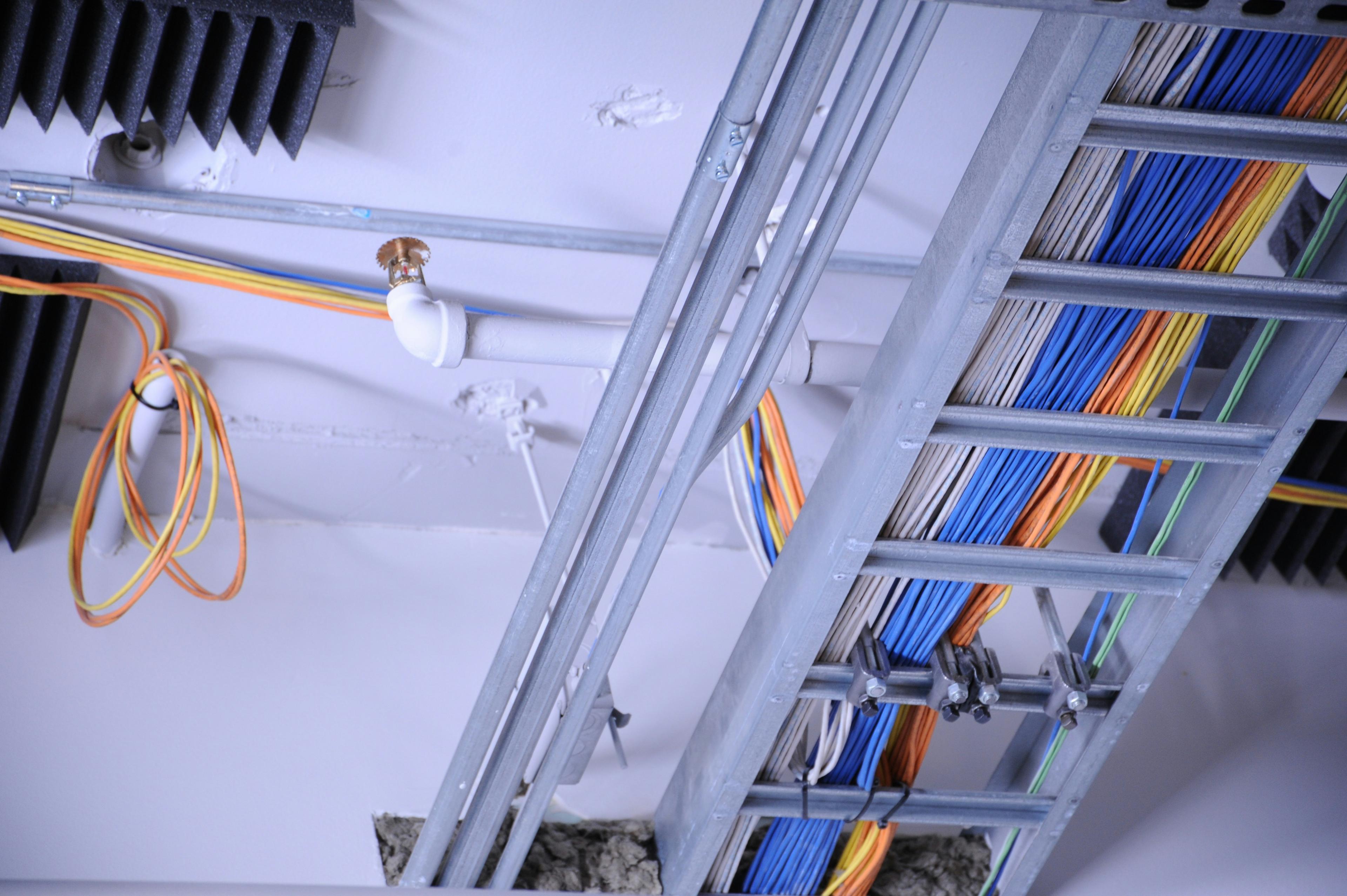 Electrical wiring being run on a job site